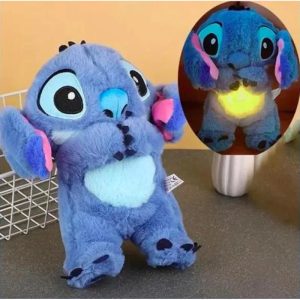 М'яка іграшка-нічник Дихаючий Stitch з рухомими вушками (2578-1) Синій + 3 батарейки в комплекті